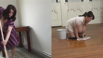Big Tit Floor Mopping