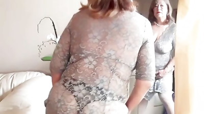 Granny in lace & pearls masturbating! Mature bbw woman, hairy pussy